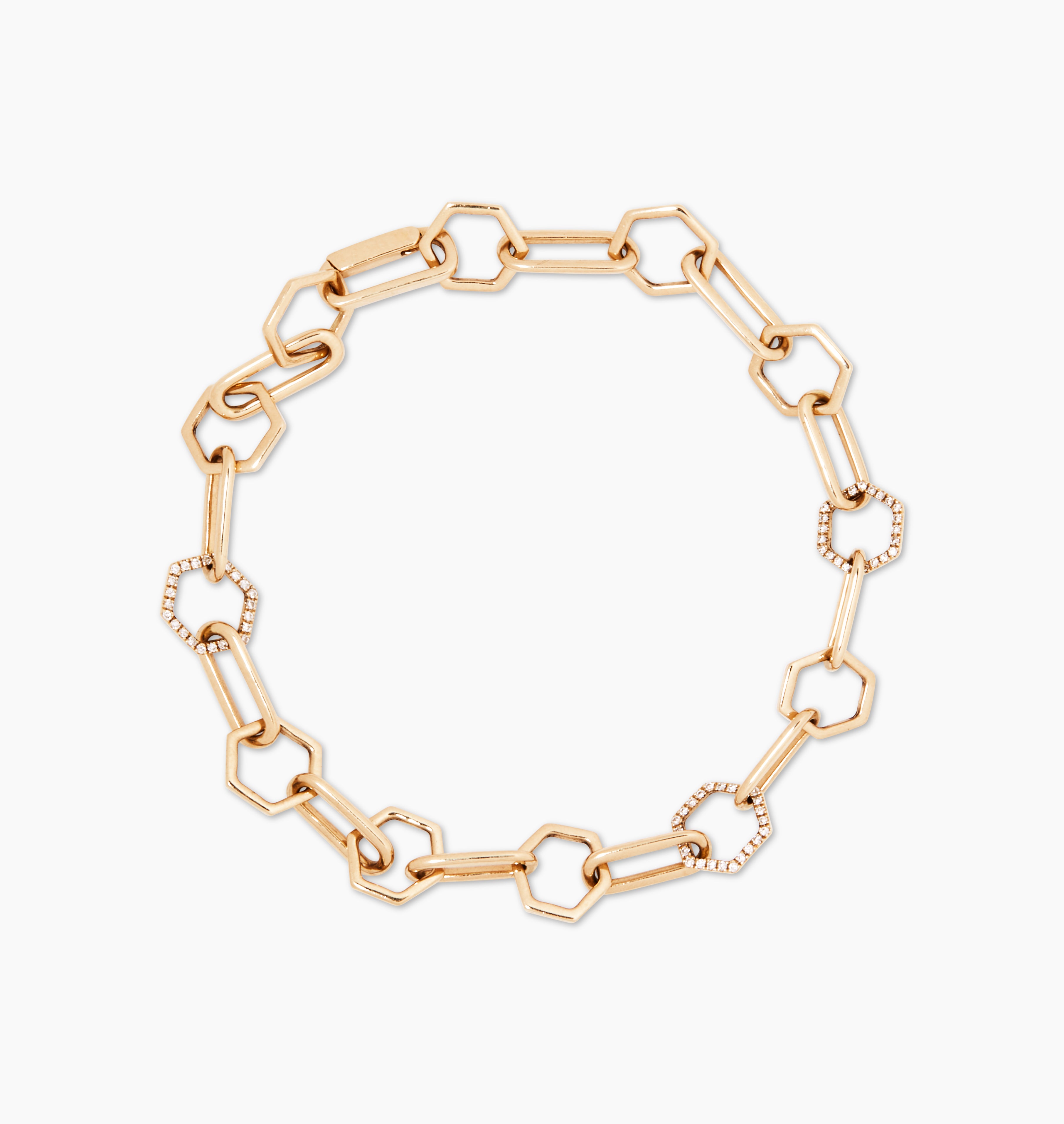 14K Diamond Hexagon Multi Link Bracelet