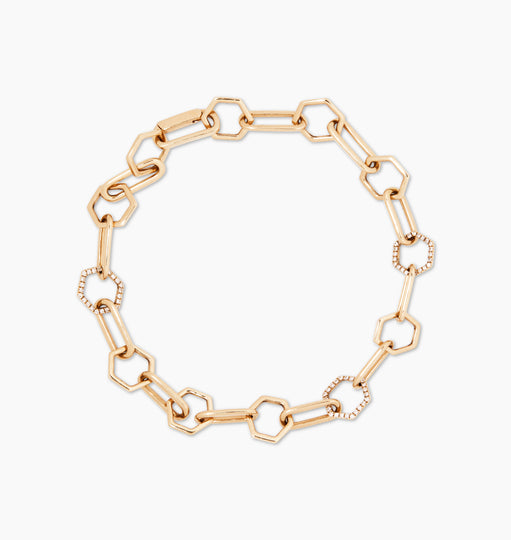 14K Diamond Hexagon Multi Link Bracelet