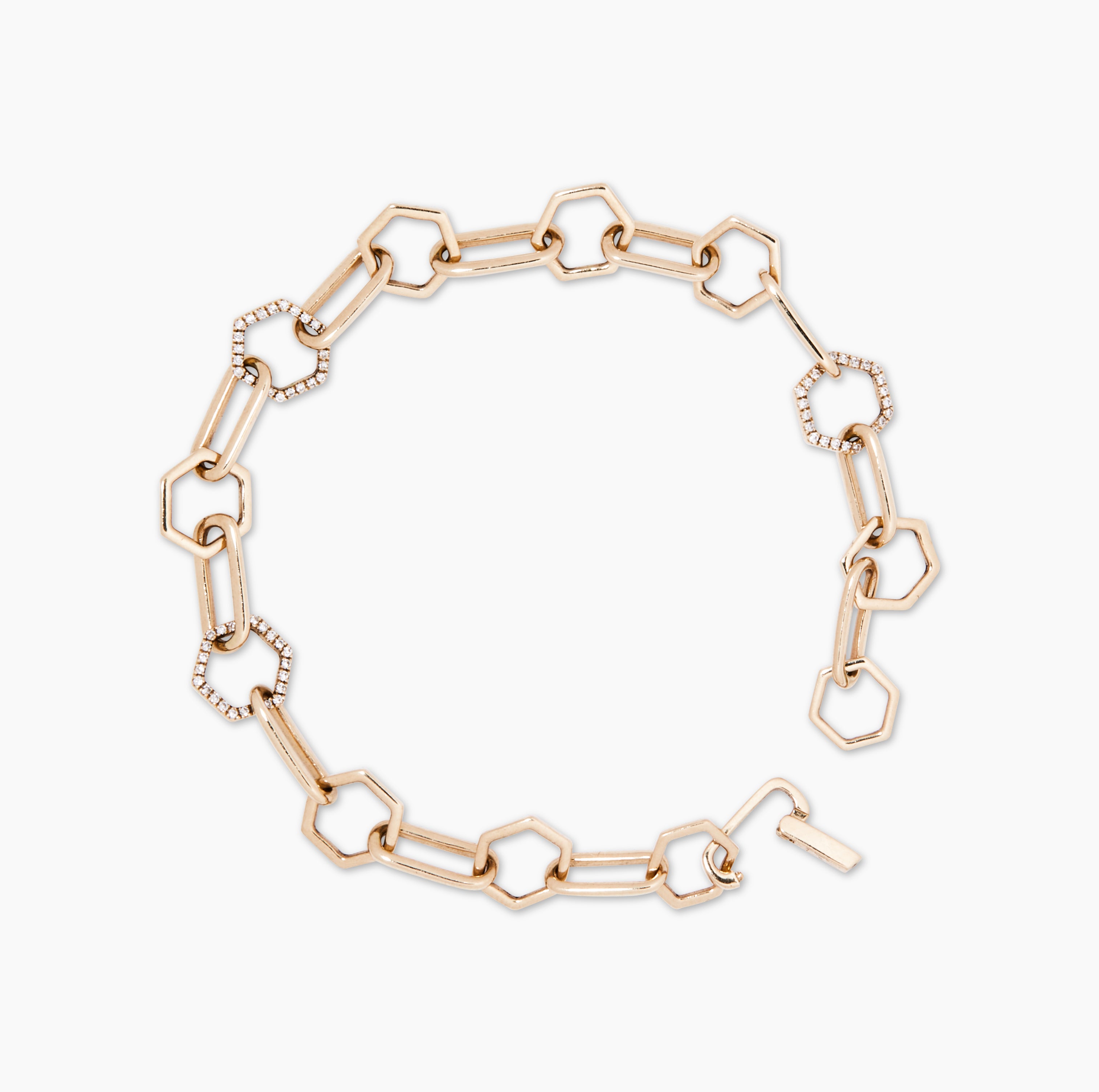 14K Diamond Hexagon Multi Link Bracelet