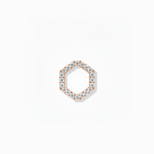18k rose gold diamond hexagon stud 