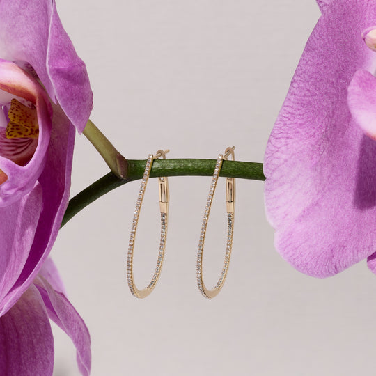 Pear Shaped Diamond Hoops 1.25