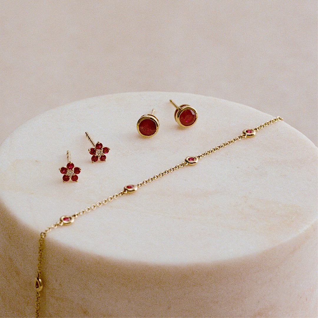 Flowers Ruby & Diamond Earrings