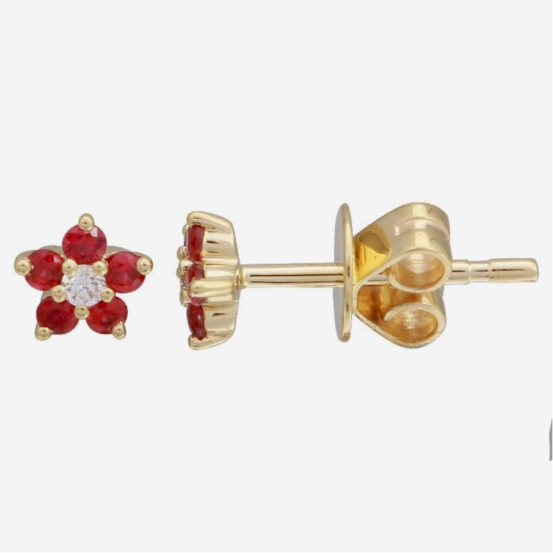 Flowers Ruby & Diamond Earrings