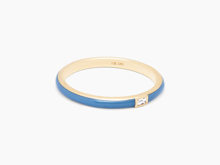 Enamel Diamond Ring - Dusty Blue