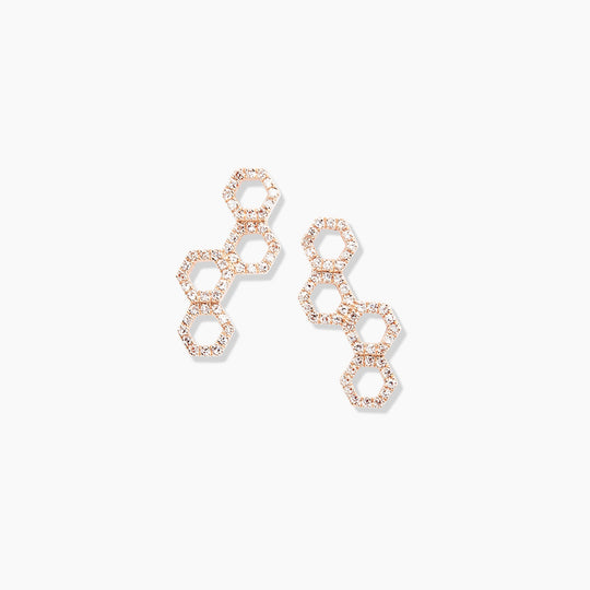 Honeycomb Diamond Crawler Earrings