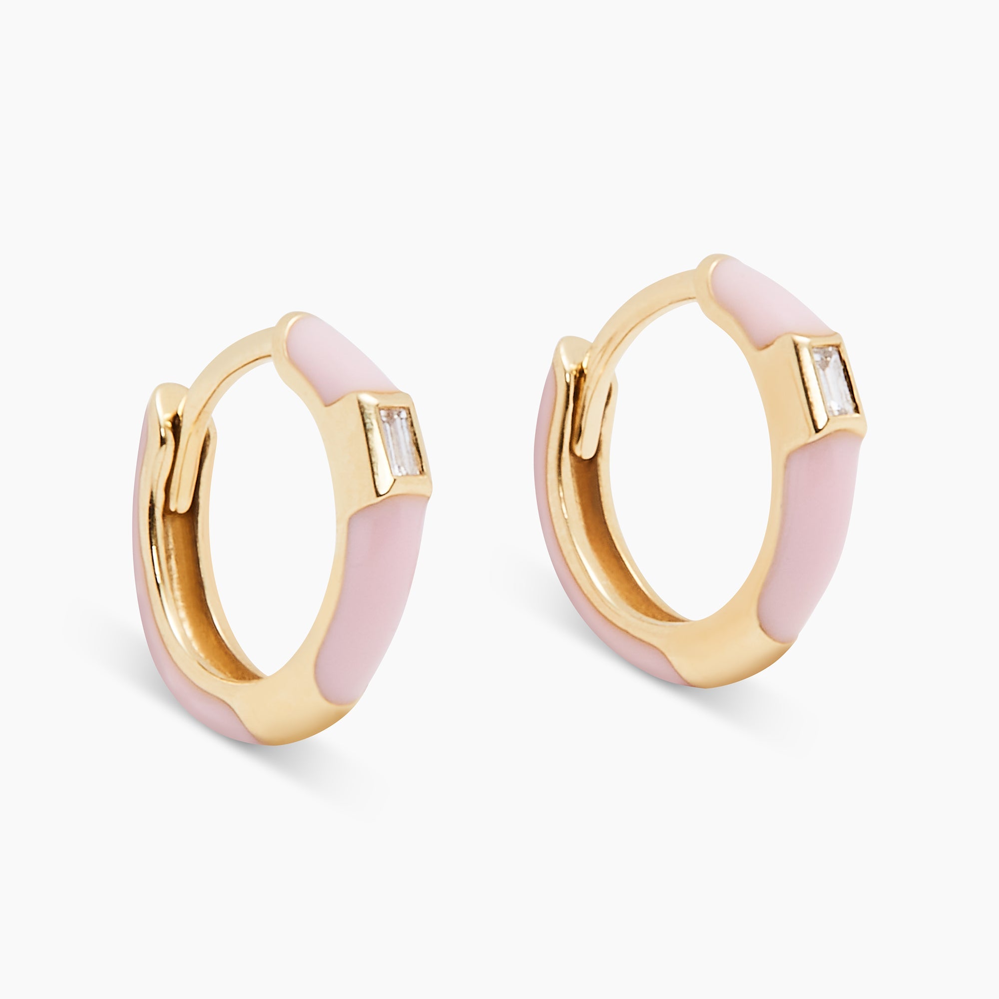 Enamel Diamond Earrings - Nude