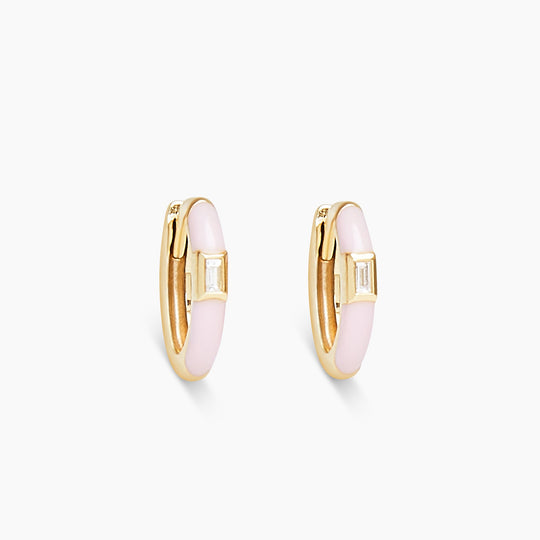 Enamel Diamond Earrings - Nude