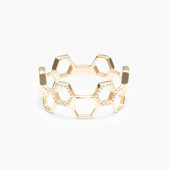 Hexagon Diamond Ring