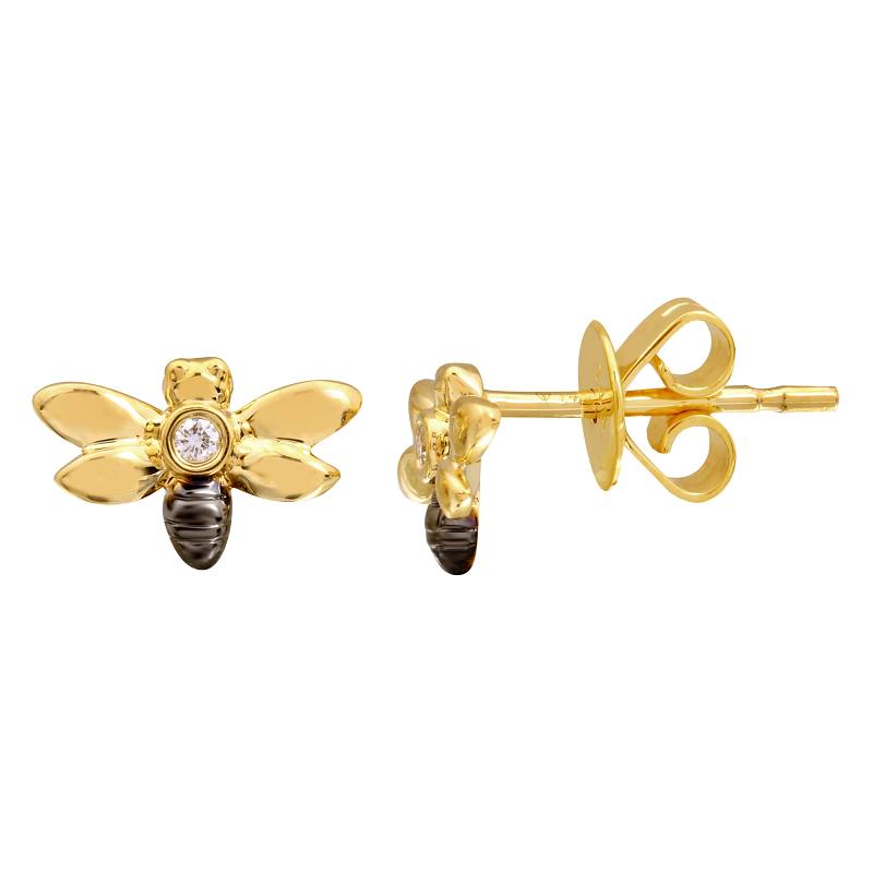 Multi Color Bee Diamond Earrings